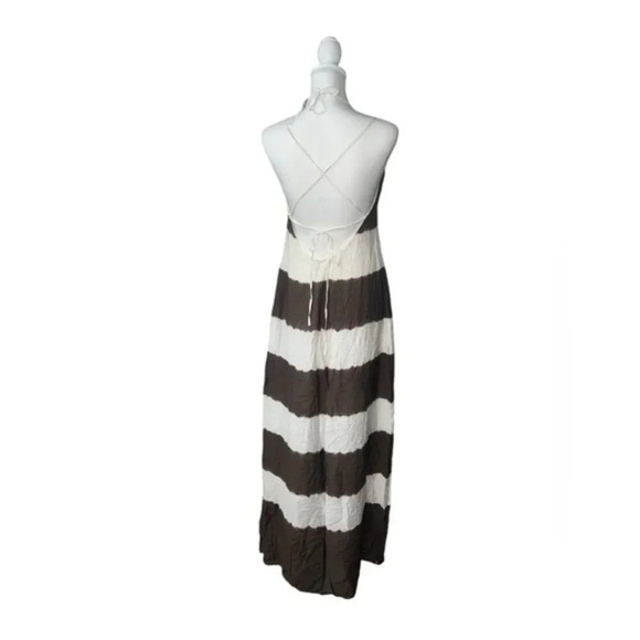 Bailey/44 Galabeya Maxi Cross back Dress White & Brown Sz Small - Picture 4 of 8